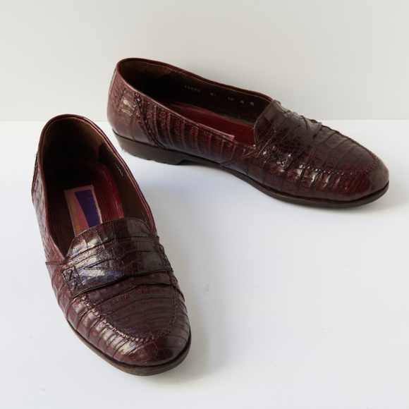 80s - SUSAN BENNIS - WARREN EDWARDS - Loafer - Men\'s - 10 - Wine - Crocodile main image 7